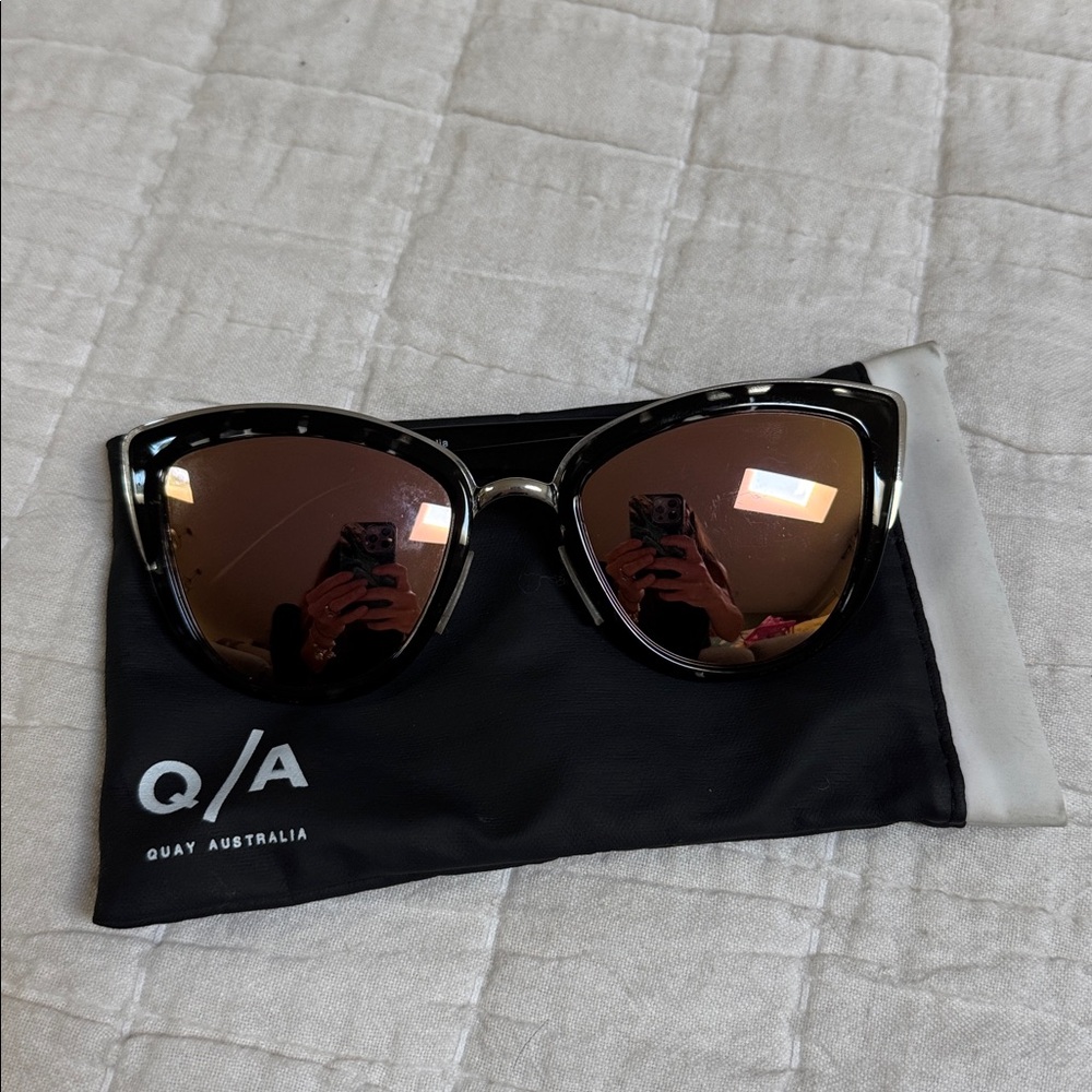 Quay Australia Black and Gold Sunglasses